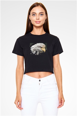 Kartal Siyah  Crop Top Tişört