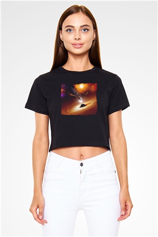 Kartal Siyah  Crop Top Tişört