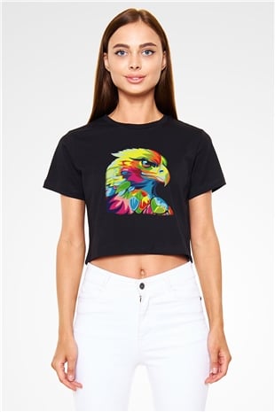 Kartal Siyah Crop Top Tişört