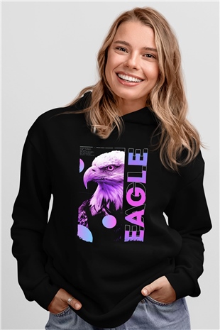 Kartal Siyah Unisex Hoodie