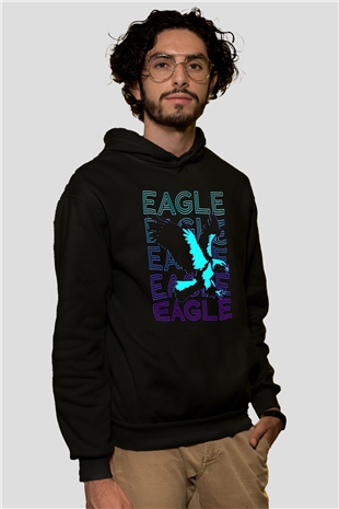 Kartal Siyah Unisex Hoodie