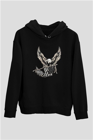 Kartal Siyah Unisex Hoodie
