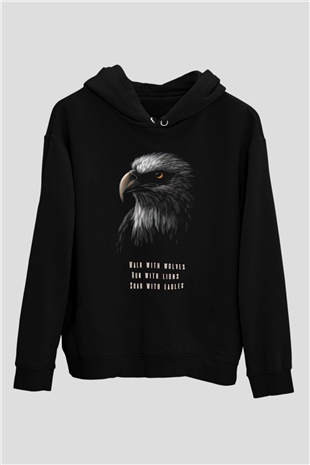 Kartal Siyah Unisex Hoodie