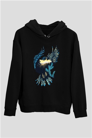 Kartal Siyah Unisex Hoodie