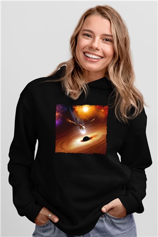 Kartal Siyah Unisex Hoodie