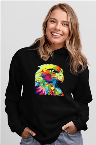 Kartal Siyah Unisex Hoodie