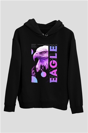 Kartal Siyah Unisex Hoodie