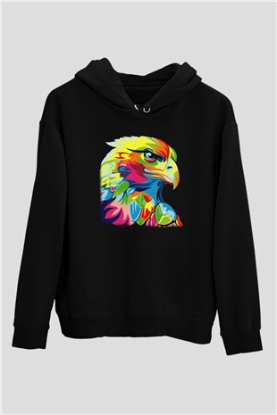 Kartal Siyah Unisex Hoodie