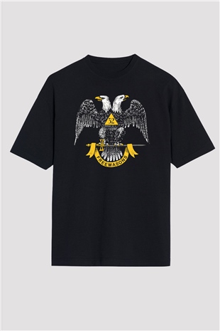 Kartal Siyah Unisex Oversize Tişört T-Shirt