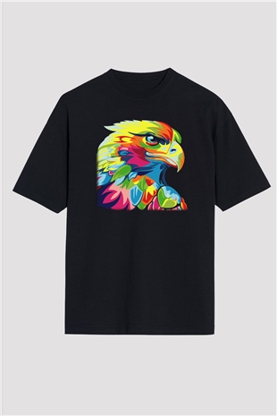 Kartal Siyah Unisex Oversize Tişört T-Shirt