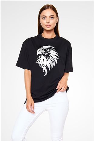 Kartal Siyah Unisex Oversize Tişört T-Shirt