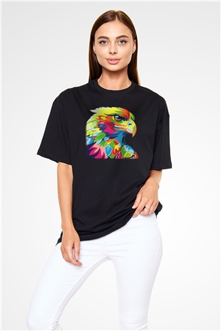 Kartal Siyah Unisex Oversize Tişört T-Shirt