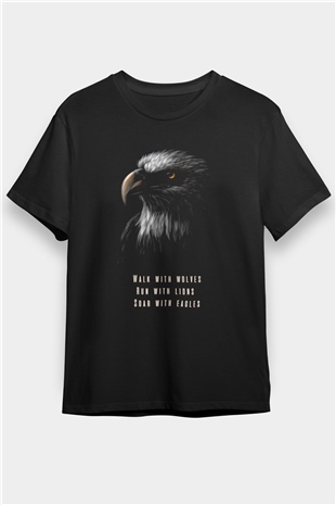 Kartal Siyah Unisex Tişört T-Shirt - TişörtFabrikası