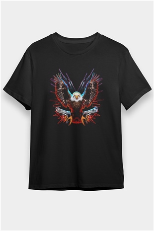 Kartal Siyah Unisex Tişört T-Shirt - TişörtFabrikası