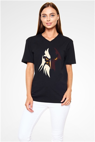 Kartal Siyah Unisex V Yaka Tişört T-Shirt