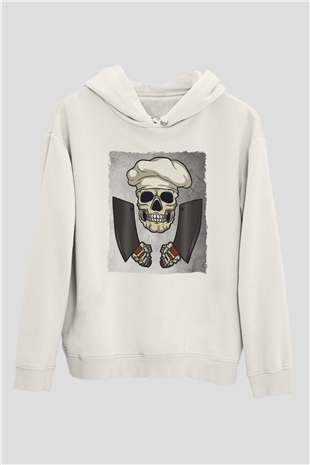 Kasap Beyaz Unisex Kapüşonlu Sweatshirt