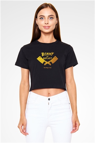 Kasap Siyah  Crop Top Tişört