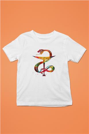 Kasede Hygieia Baskılı Unisex Beyaz Çocuk Tişörtü - Tshirt