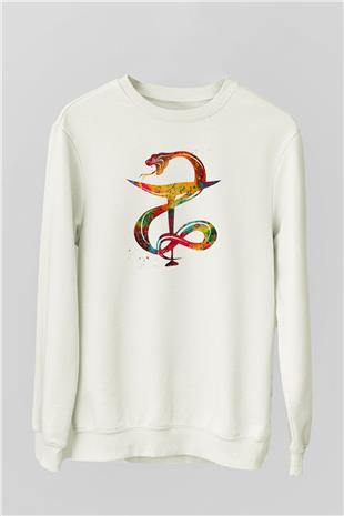 Kasede Hygieia Baskılı Unisex Ekru Sweatshirt