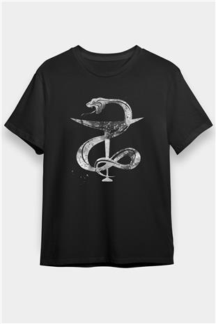 Kasede Hygieia Baskılı Unisex Siyah Tişört - Tshirt