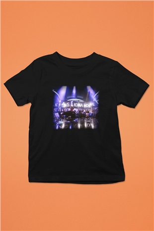 Kaskade Baskılı Siyah Unisex Çocuk Tişört