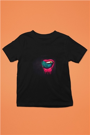 Kaskade Baskılı Unisex Siyah Çocuk Tişört