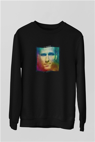 Kaskade Baskılı Unisex Siyah Sweatshirt
