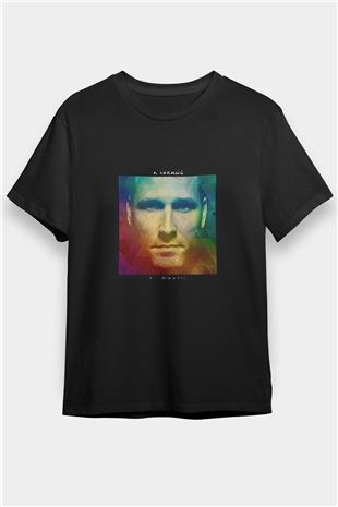 Kaskade Baskılı Unisex Siyah Tişört