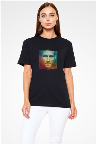 Kaskade Baskılı Unisex Siyah Tişört