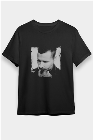 Kaskade Baskılı Unisex Siyah Tişört