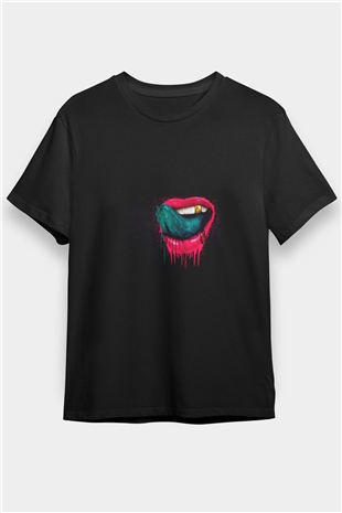 Kaskade Baskılı Unisex Siyah Tişört