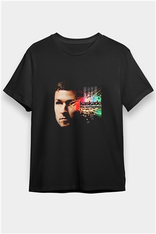 Kaskade Baskılı Unisex Siyah Tişört