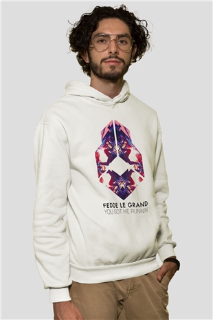 Kaskade Beyaz Unisex Kapüşonlu Sweatshirt