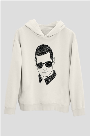 Kaskade Beyaz Unisex Kapüşonlu Sweatshirt