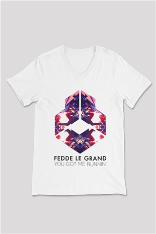 Kaskade Beyaz Unisex V Yaka Tişört