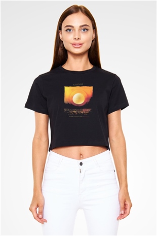 Kaskade Siyah  Crop Top Tişört