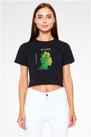Kaskade Siyah  Crop Top Tişört