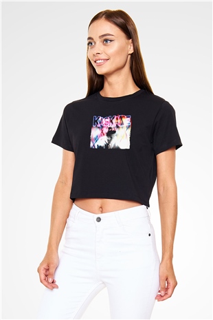 Kaskade Siyah  Crop Top Tişört