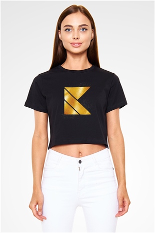 Kaskade Siyah  Crop Top Tişört