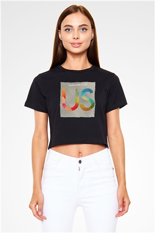 Kaskade Siyah  Crop Top Tişört
