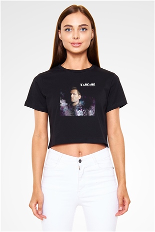 Kaskade Siyah  Crop Top Tişört