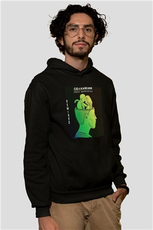 Kaskade Siyah Unisex Kapüşonlu Sweatshirt