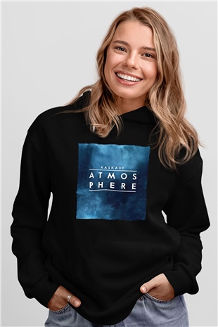Kaskade Siyah Unisex Kapüşonlu Sweatshirt