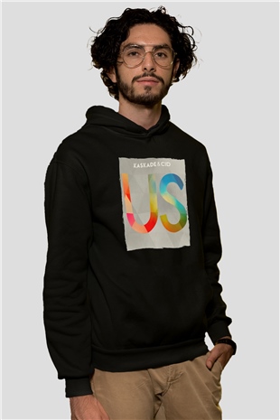 Kaskade Siyah Unisex Kapüşonlu Sweatshirt