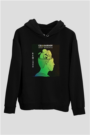 Kaskade Siyah Unisex Kapüşonlu Sweatshirt