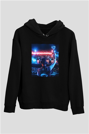 Kaskade Siyah Unisex Kapüşonlu Sweatshirt