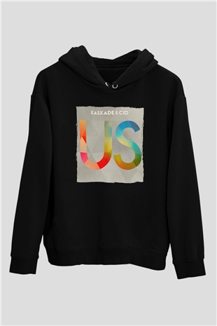 Kaskade Siyah Unisex Kapüşonlu Sweatshirt