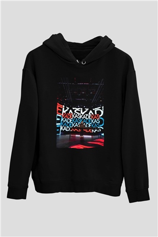 Kaskade Siyah Unisex Kapüşonlu Sweatshirt