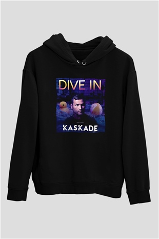 Kaskade Siyah Unisex Kapüşonlu Sweatshirt