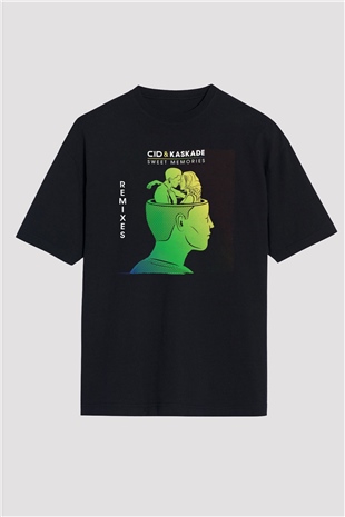 Kaskade Siyah Oversize Tişört Oversize T-shirt - TişörtFabrikası
